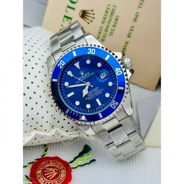 Branded GMT  Watch Silver & Blue