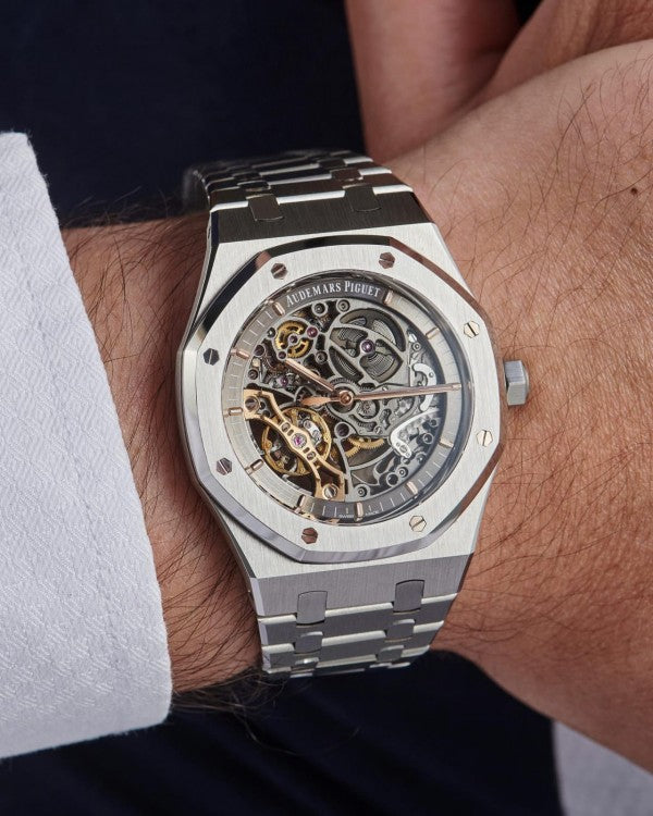 Luxury Branded Watch Royal Oak Skeleton Automatic Steel-Grey