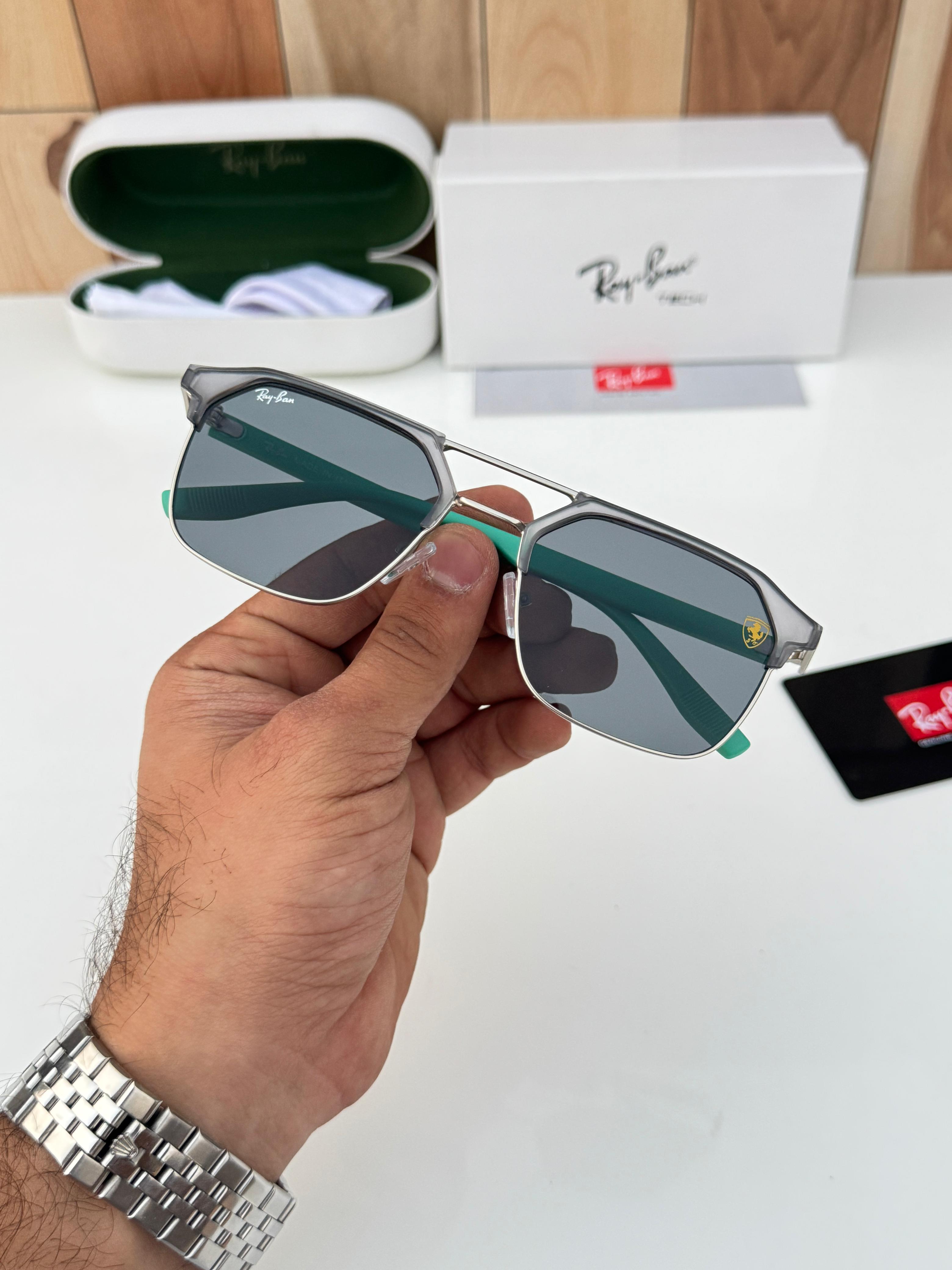 Ray 04 silver grey green Sunglass