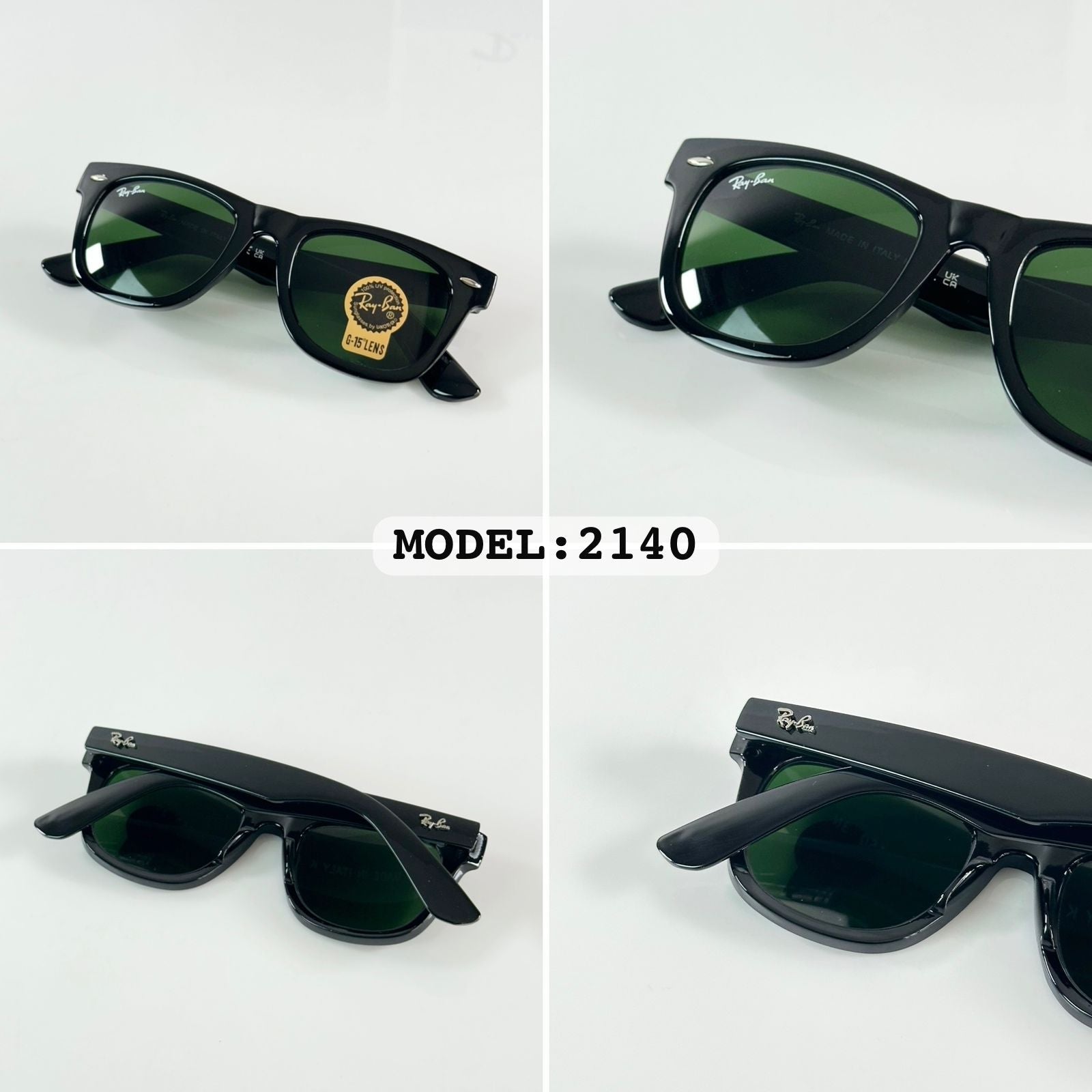 RAY 2140 SHINE BLACK GREEN SUNGLASS